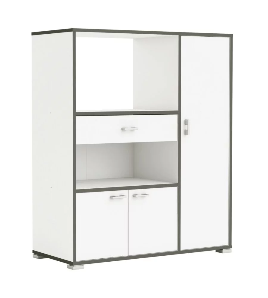MOBILE BUFFET CUCINA BIANCO CON PROFILI GRIGI, 90X112X40 CM